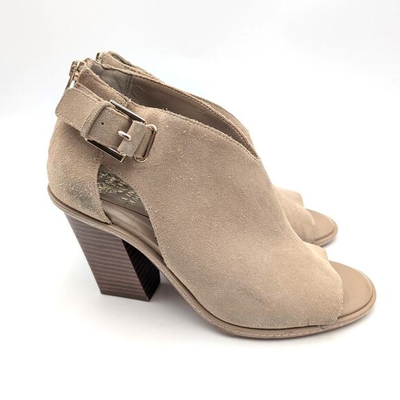 Vince Camuto Fareena Cutout Block Heel Bootie Women's Tortilla Size US9M EU40 - Picture 3 of 12